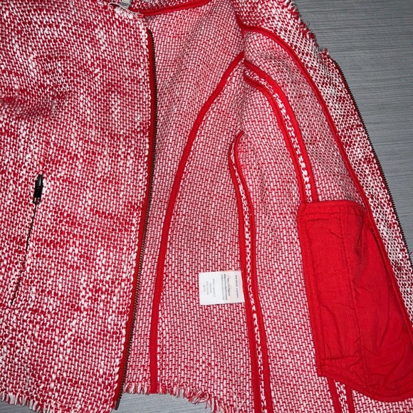 Joie Coral Red/White/Off White Fitted Jacket Small - Picture 5 of 6